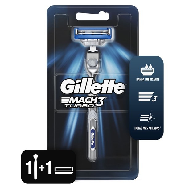 Gillette Maquina Para Afeitar Recargable 3 mach Turbo