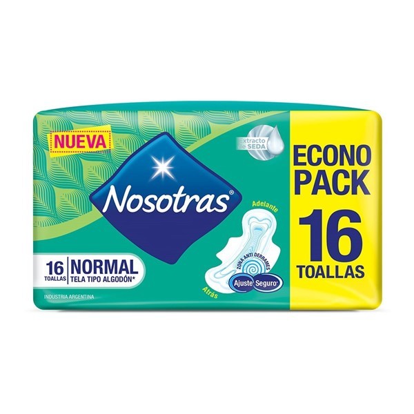 Toallitas Femeninas Nosotras Normal Tipo Algodón C/alas 16 u | Unico #1