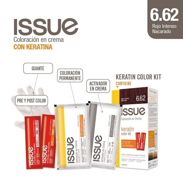 Issue Keratin Color Kit N° 6.62 Rojo Intenso Nacarado alt