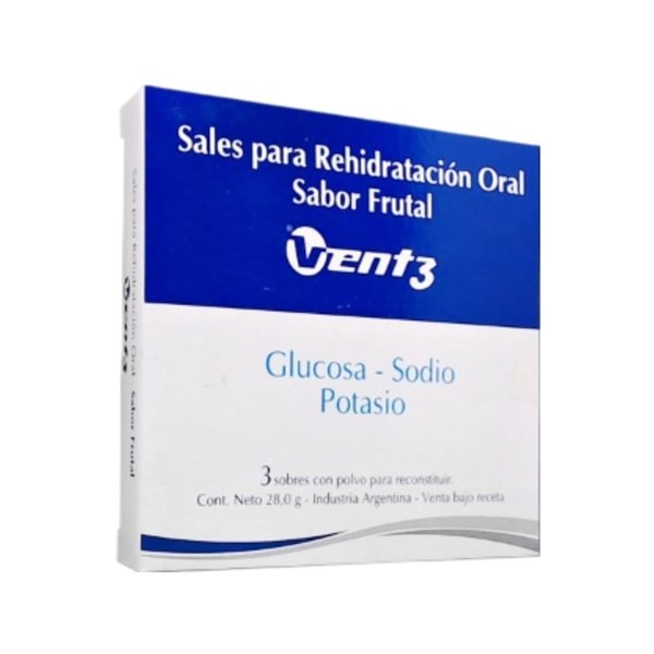 Vent 3 Sales para Rehidratación Oral Cloruro de Sodio + Asoc. Sabor Frutal x 3 Sobres x 27.9 g #1