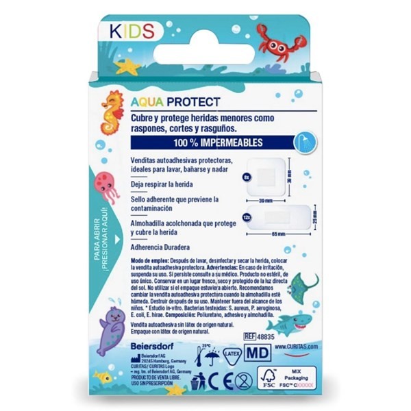 Apósitos Curitas Aquaprotect Kids x 20 un alt