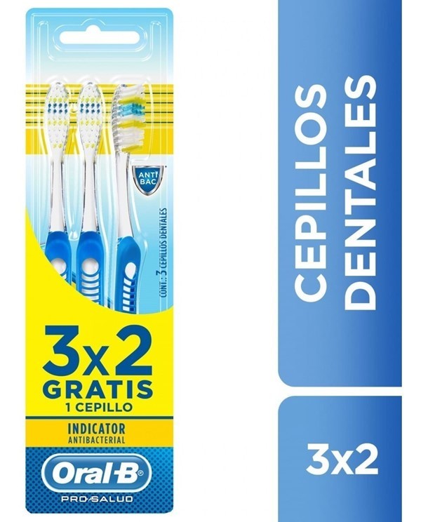 Oral B Cepillo Dental Pro Salud Indicador Antibacteria 3X2