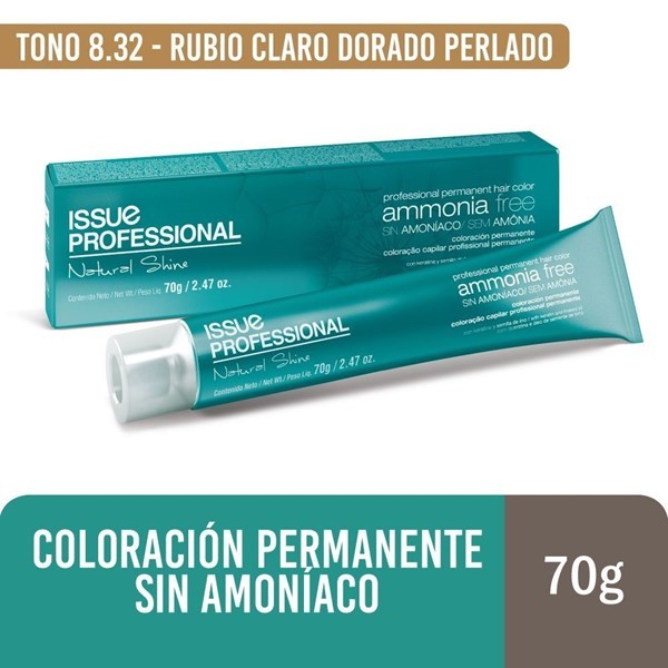Issue Tintura Profesional Natural Shine Pomo Ammonia Free Color N°8.32 Rub Cldi #1