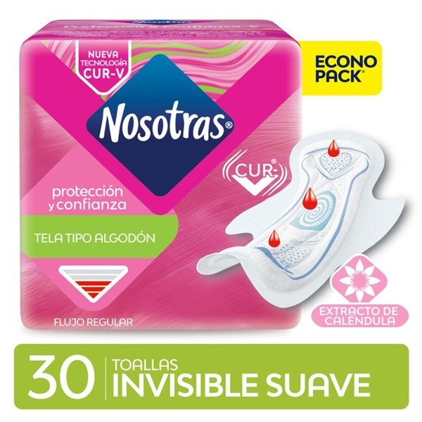 Nosotras Toalla Invisible Curv Tipo Algodón (30 Unidades) #1