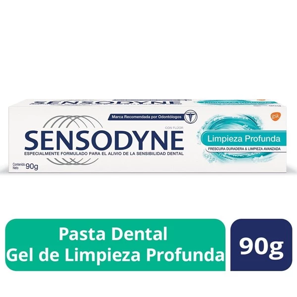 Sensodyne Crema Dental Limpieza Profunda de Uso Diario Para Dientes Sensibles 90 gr