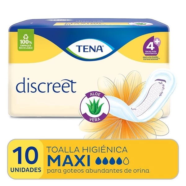 Tena Toallas Maxi Para Mujer (10 Unidades)