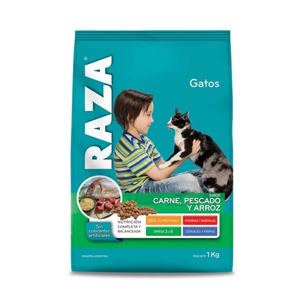 Alimento Para Gatos Raza 1 Kg. Carne, Pescado Y Arroz #1