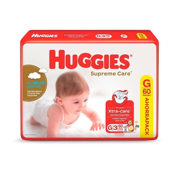 Huggies Pañales Supreme Care Talle g (60 Unidades) alt