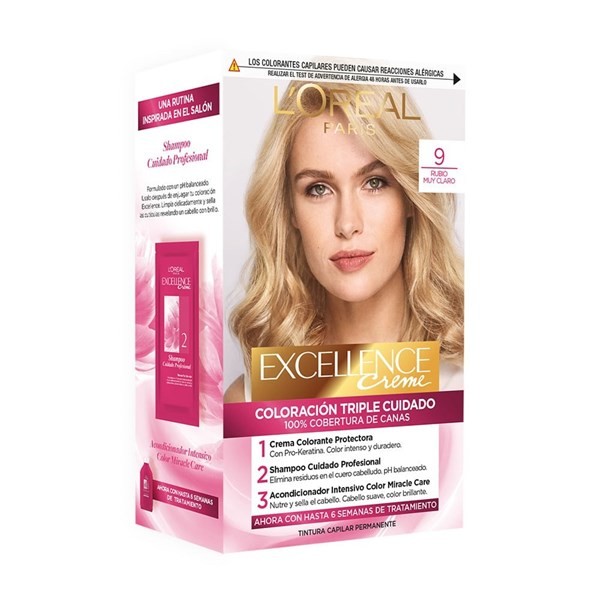 Kit Tintura Excellence Creme Triple Cuidado x 47 g Color 9 Rubio Muy Claro