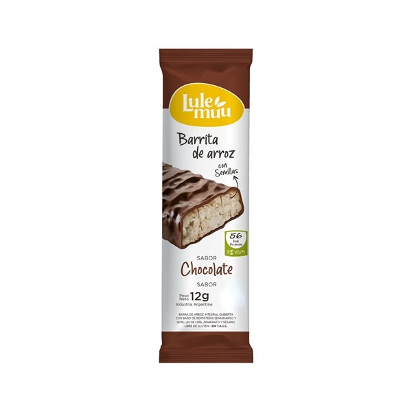 Barrita Arroz Bañada Chocolate Negro Lulemuu Sin Tacc 12 g. #1