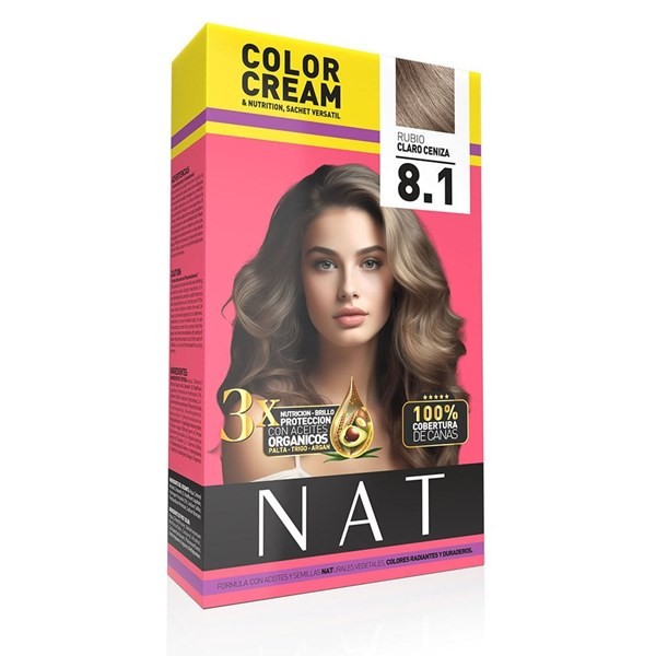 Nat Kit Tintura Color Cream & Nutrition Color 8.1 Rubio Claro Ceniza