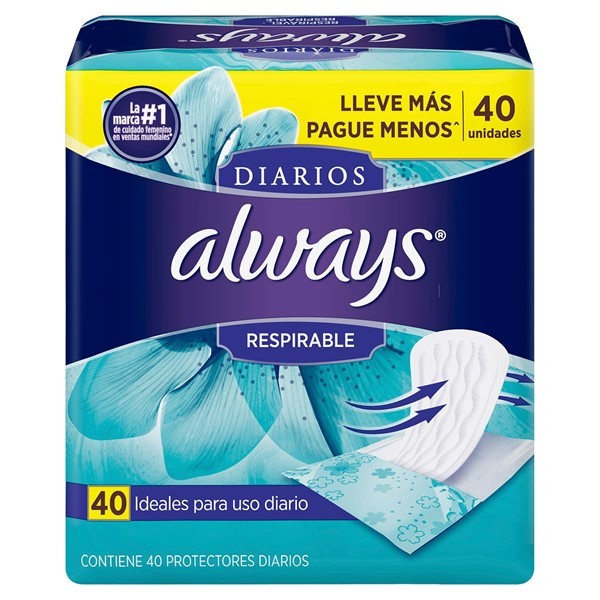 Protectores Diarios Always Respirable x 40 un alt
