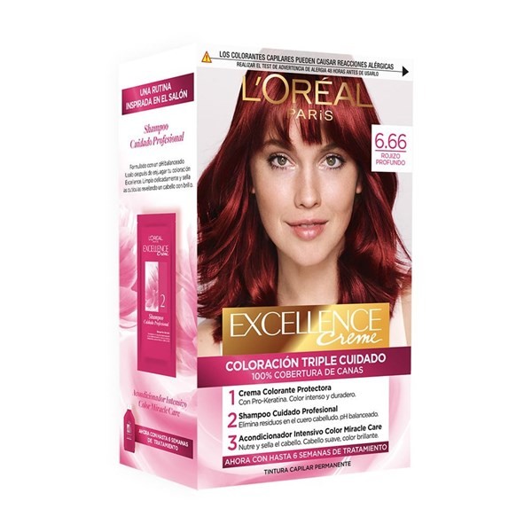 Tintura Permanente Excellence Creme Triple Cuidado x 47 g 6 66 Rojo Profundo alt