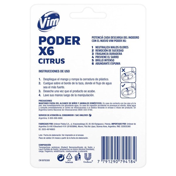 Canasta Sólida Vim Para Inodoro Citrus X 5 Un X 55 G alt