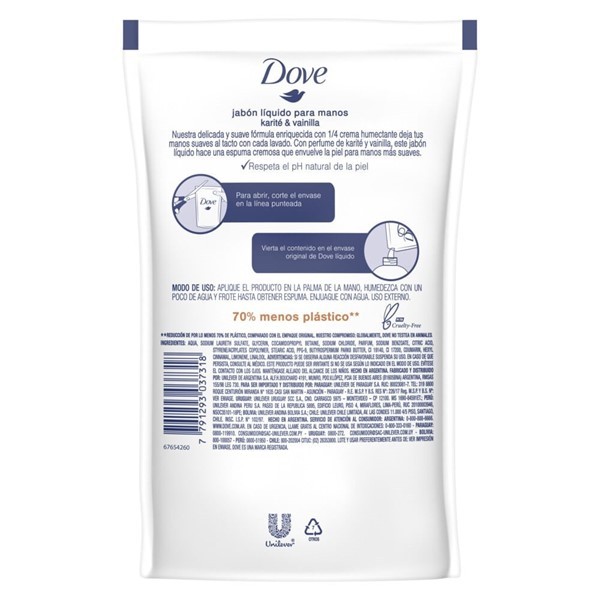 Jabon Karite Y Vainilla Dove Repuesto x 220 ml alt