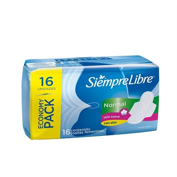 Siempre Libre Toallitas Femeninas Normal Suave Con Alas (16 Unidades)
