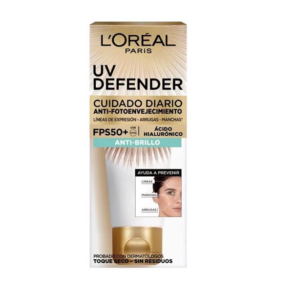 Loreal Uv Defender Protector Solar Fps50+ Anti Brillo Sin Color 40 gr #1