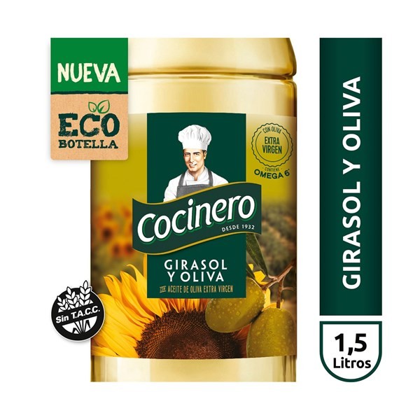 Aceite Mezcla Cocinero Girasol Oliva Pet 1.5 L.
