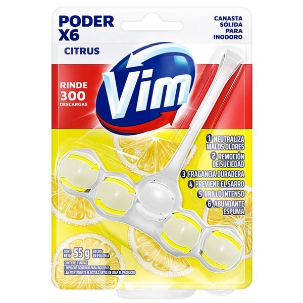 Canasta Sólida Vim Para Inodoro Citrus X 5 Un X 55 G
