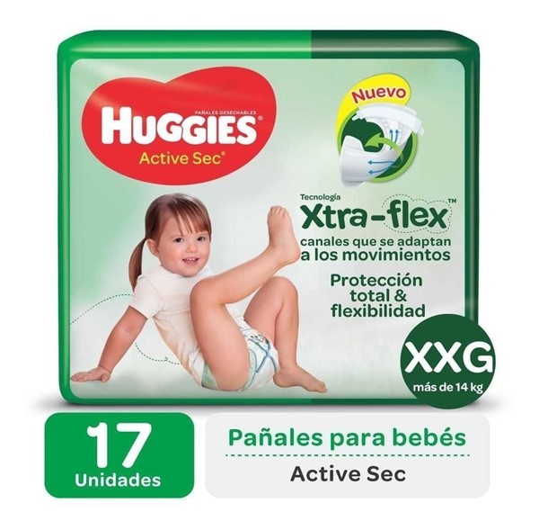 Huggies Active Sec Pañales Extra Extra Grande x 17 Unidades #1