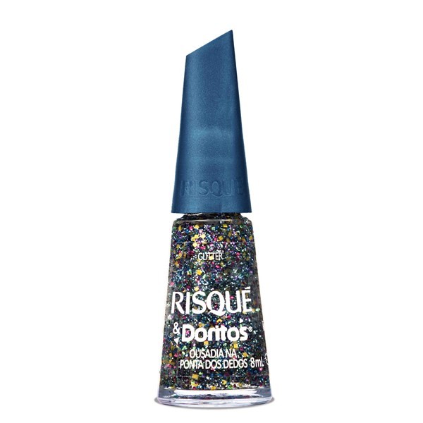 Risque Esmalte de Uñas Hipoalergénico Doritos Color Ousadia Na Ponta Dos Dedos Glitter
