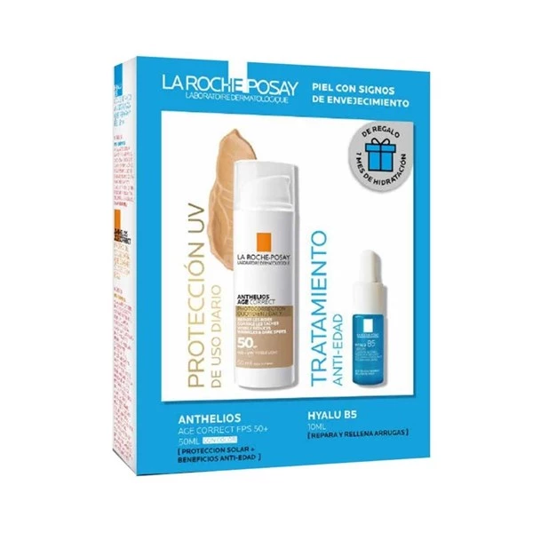 La Roche-Posay Protector Solar Roche-Posay Anthelios Age Correct Color Fps 50 x 50 ml + Serúm Hyalu B5 x 10 ml de Regalo
