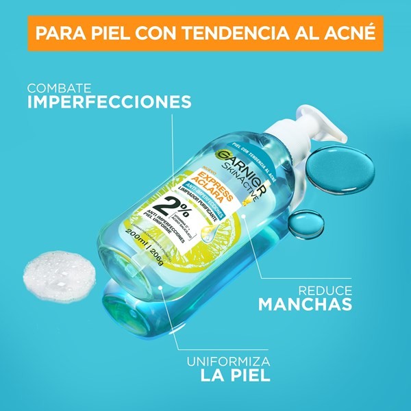 Garnier Express Aclara 200 ml | Gel limpiador hidratante anti imperfecciones alt