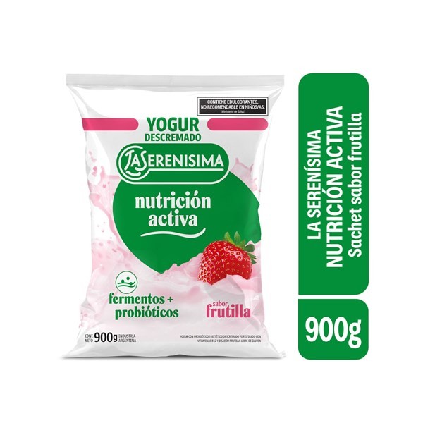 Sachet Yogur Descremado Frutilla la Serenísima Nutrición Activa 900 Grs #1