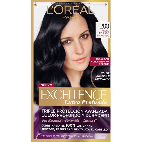 Kit Coloracion Permanente Excellence Creme Extra Profundo x 47 g 280 negro Azulado Profundo #1