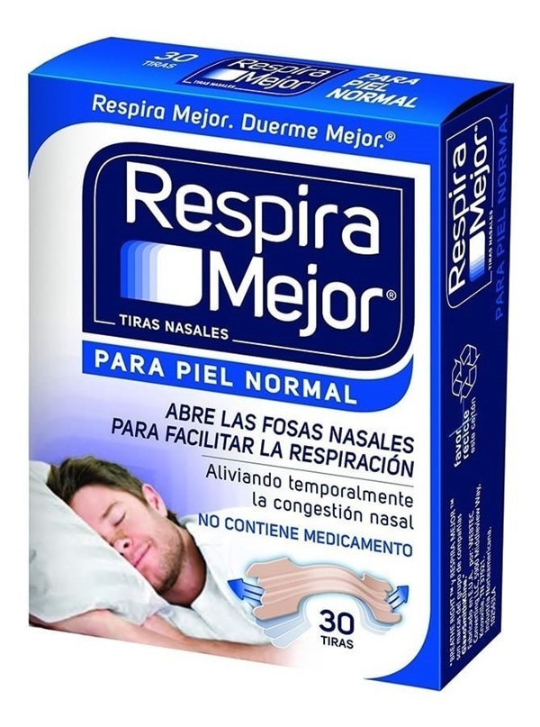 Respira Mejor Tiras Nasales Piel Normal x 30 Tiras #1
