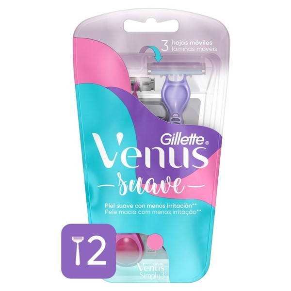 Gillette Máquina Para Afeitar Descartable Venus Simply3 (2 Unidades) #1