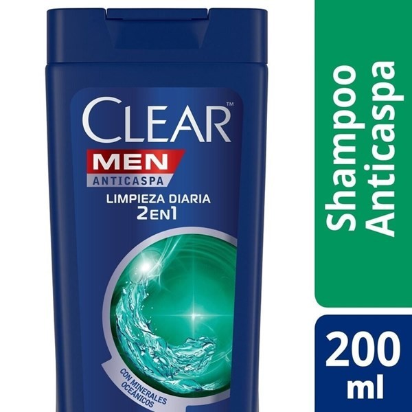 Shampoo 2 en 1 Anticaspa Clear Limpieza Diaria 200 ml #1