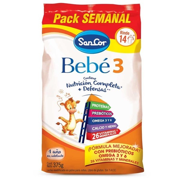 Sancor Bebe Leche Infantil Bebe 3 polvo 375 gr alt
