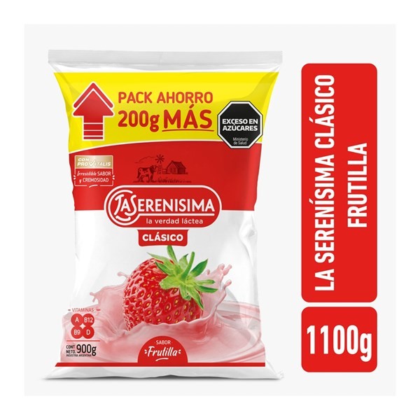 Yogur Bebible Entero La Serenísima De Frutilla En Sachet 1100 G. #1