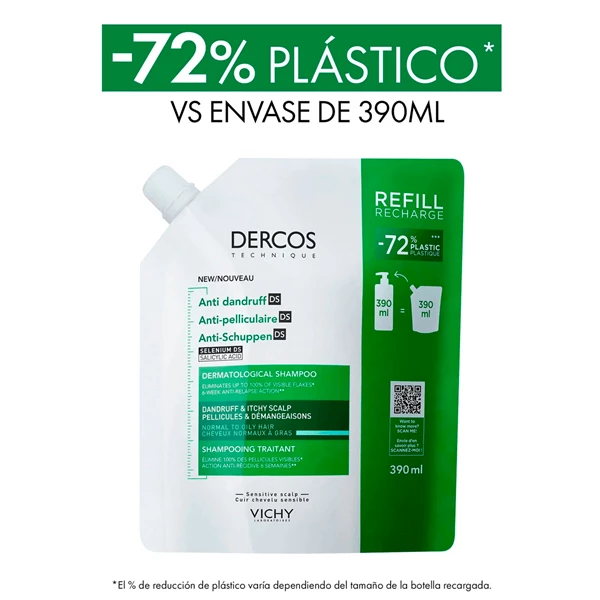 Vichy Dercos Shampoo Anticaspa Cabello Normal Graso Refill 400 ml alt