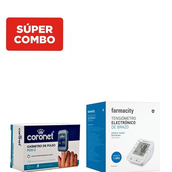 Combo Farmacity Tensiómetro Digital Automático de Brazo + Oxímetro de Pulso Coronet Pod-2 #1