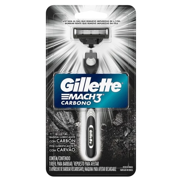 Máquina de Afeitar Gillette 3 mach Carbón x 2 un