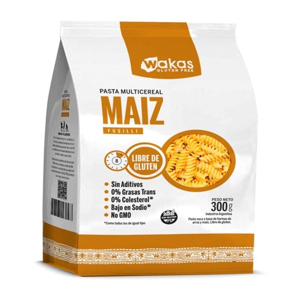 Fideos Wakas Fusilli Multicereal Con Maíz x 300 g