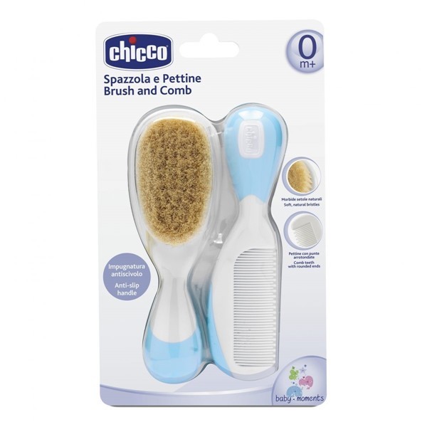 Chicco Cepillo Y Peine Cerda Natural Celeste #1