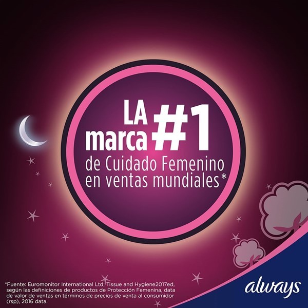 Toallitas Femeninas Always Suaves Noches Tranquilas x 8 unid alt