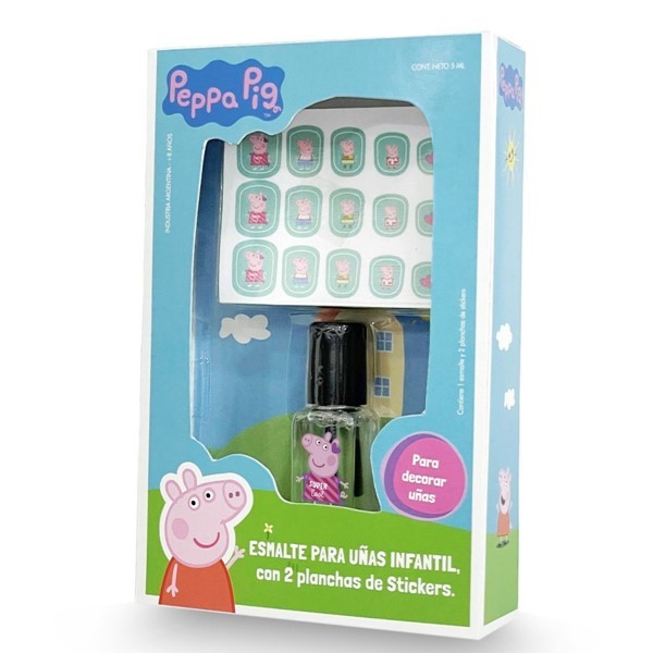 Peppa Pig Esmalte + 2 planchas de Stickers en Caja #1