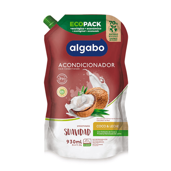 Algabo Repuesto Acondicionador Suavidad Coco Y Leche Ecopack 930 ml