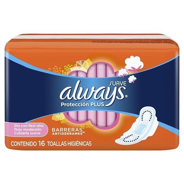 Always Toallitas Femeninas Suaves Protecciòn Plus (16 Unidades) alt