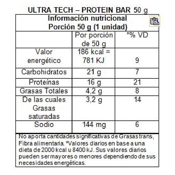 Ultra Tech Protein Bar Sabor Frutilla Yogurt x 12Un x 50 gr C/U alt