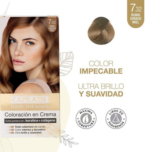 Capilatis Kit Coloración en Crema Rubio Dorado Miel N°7.32 alt