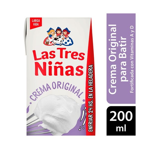 Crema De Leche Las Tres Niñas Uat Para Batir 200 Cc.