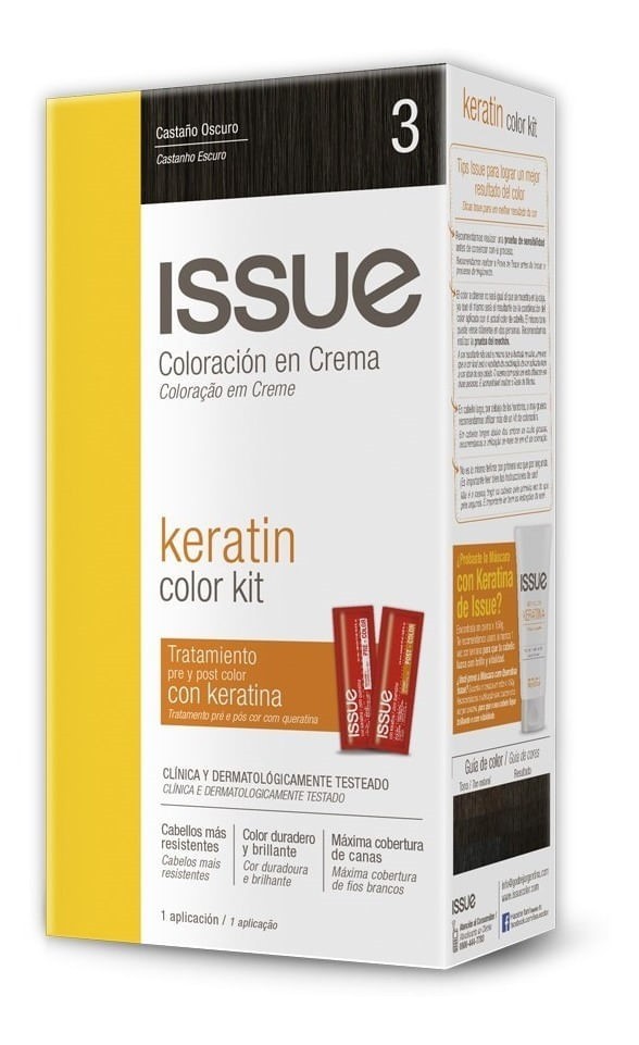 Issue Kit Tintura en Crema Keratin Color 3.0 Castaño Oscuro alt