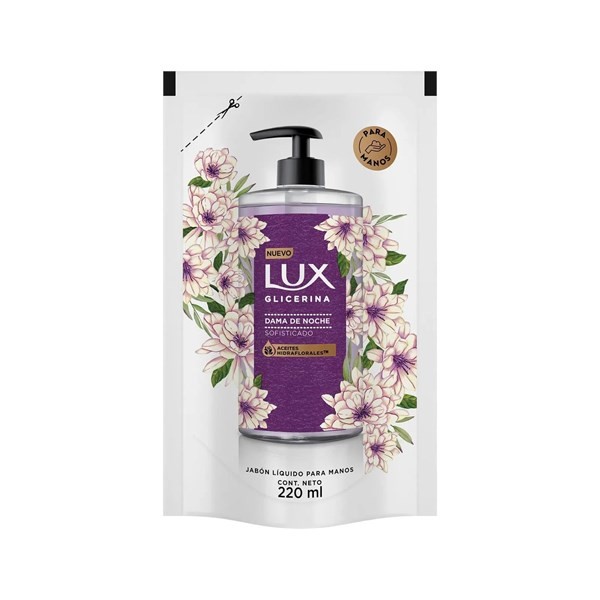 Lux Jabon Liquido Glicerina Dama de Noche Repuesto 220 ml