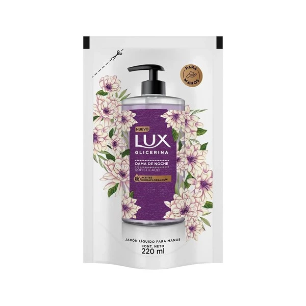 Lux Jabon Liquido Glicerina Dama de Noche Repuesto 220 ml