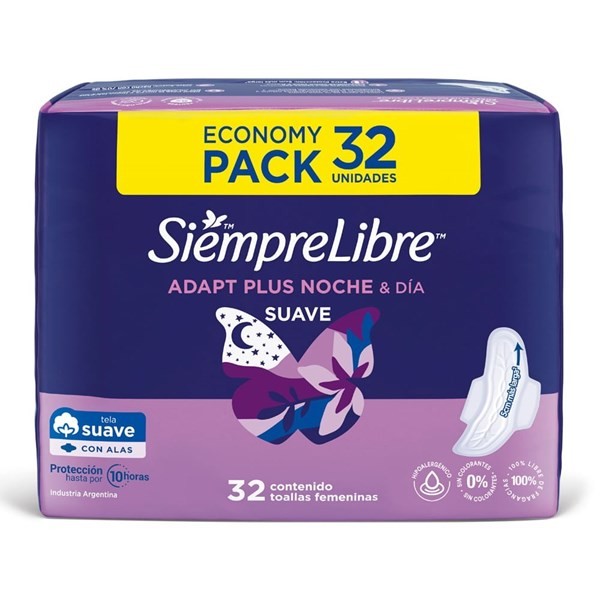 Toallas Femeninas Siempre Libre Adapt Plus Noche Y Día x 32 un alt